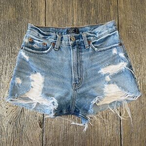 Abercrombie & Fitch Annie High Rise Short Sz 25/0 Distressed Denim Cut Off Hem